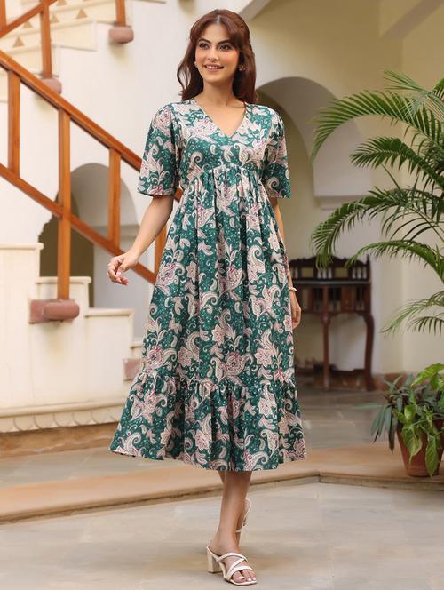 women printed tiered dress - 21746642 - Standard Image - 0