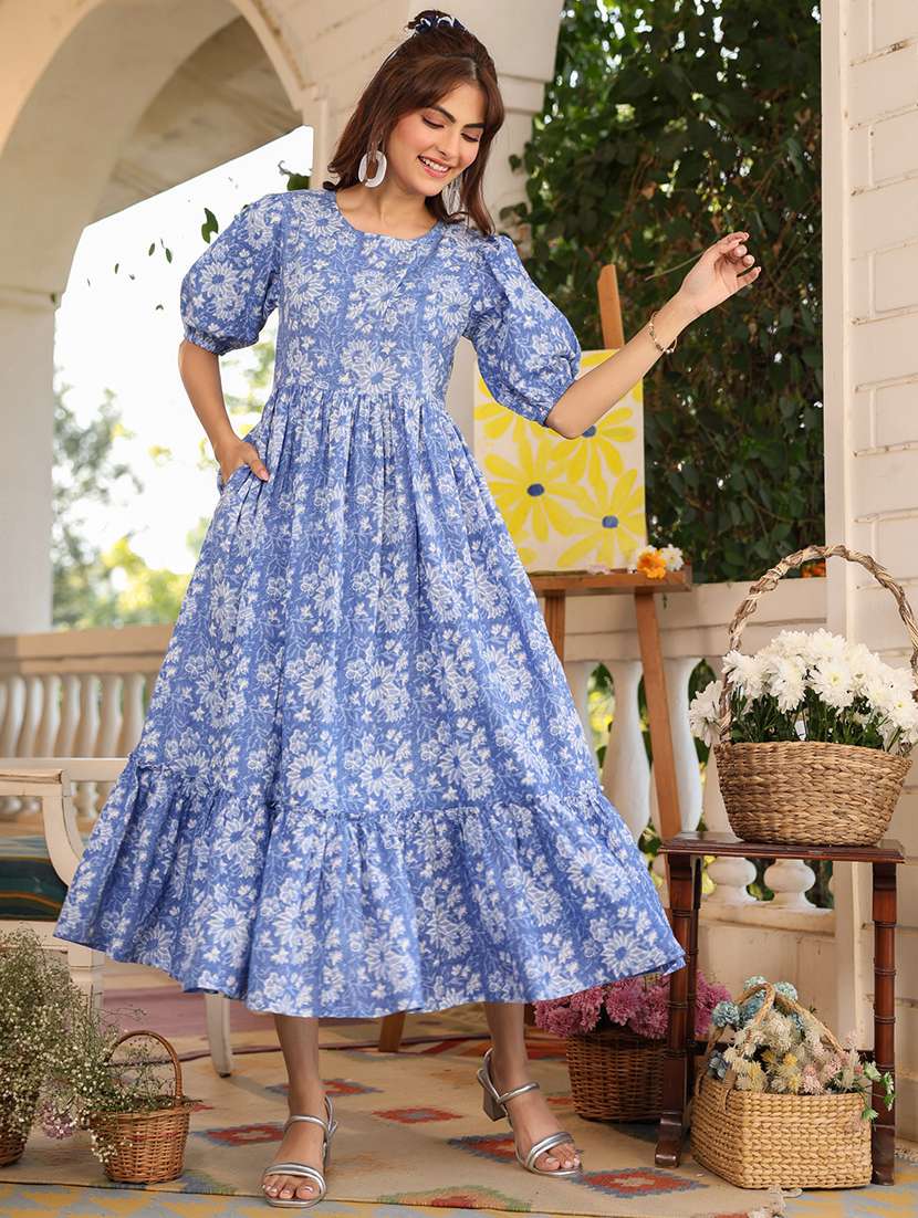 women printed tiered dress  - 21746646 -  Standard Image - 1