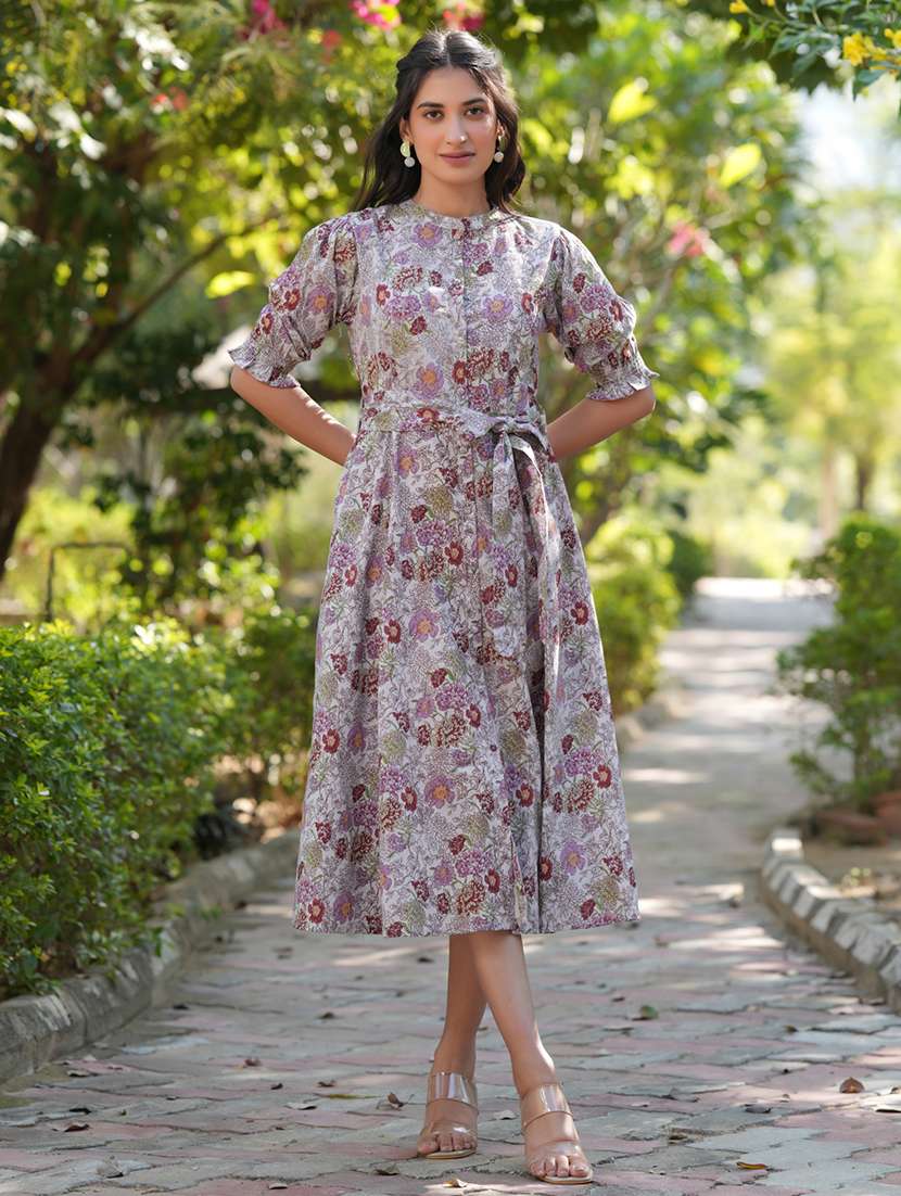 women floral printed a-line dress 