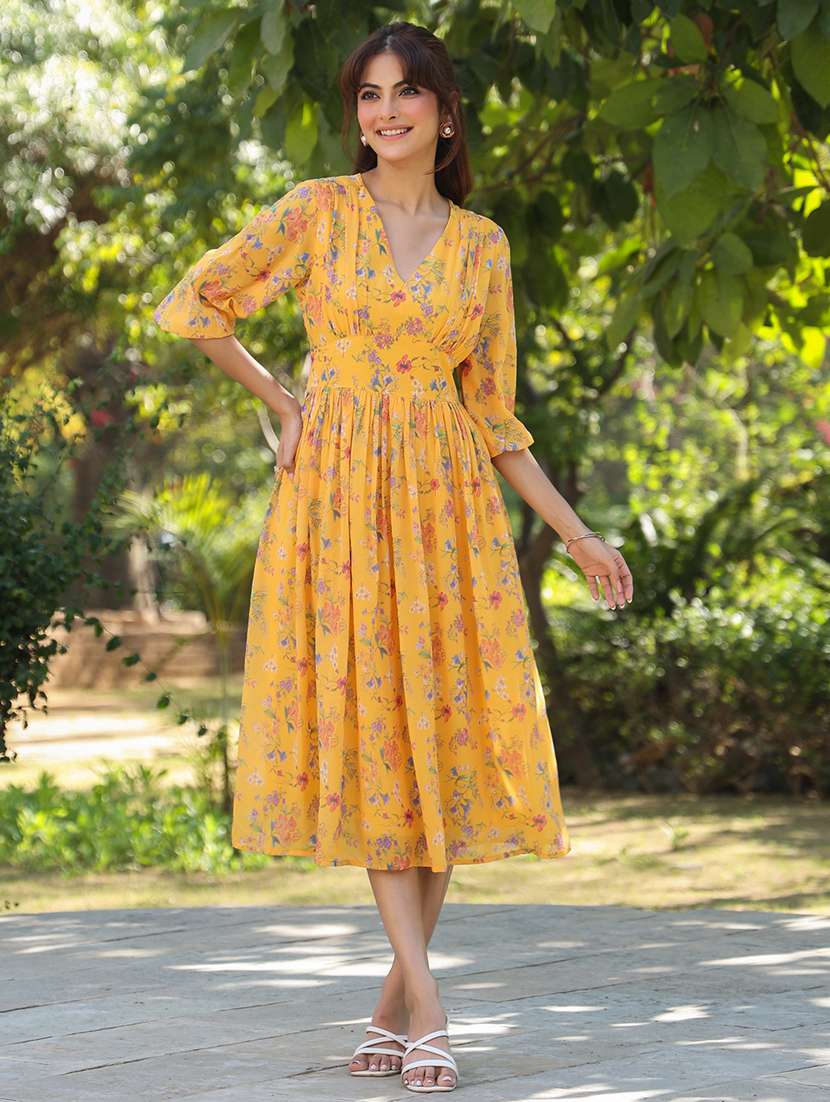 women floral printed a-line dress 