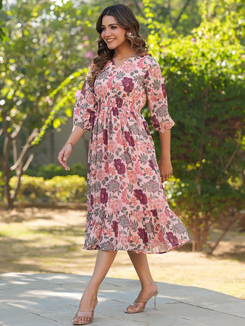 women floral printed tiered dress  - 21746657 -  Standard Image - 1
