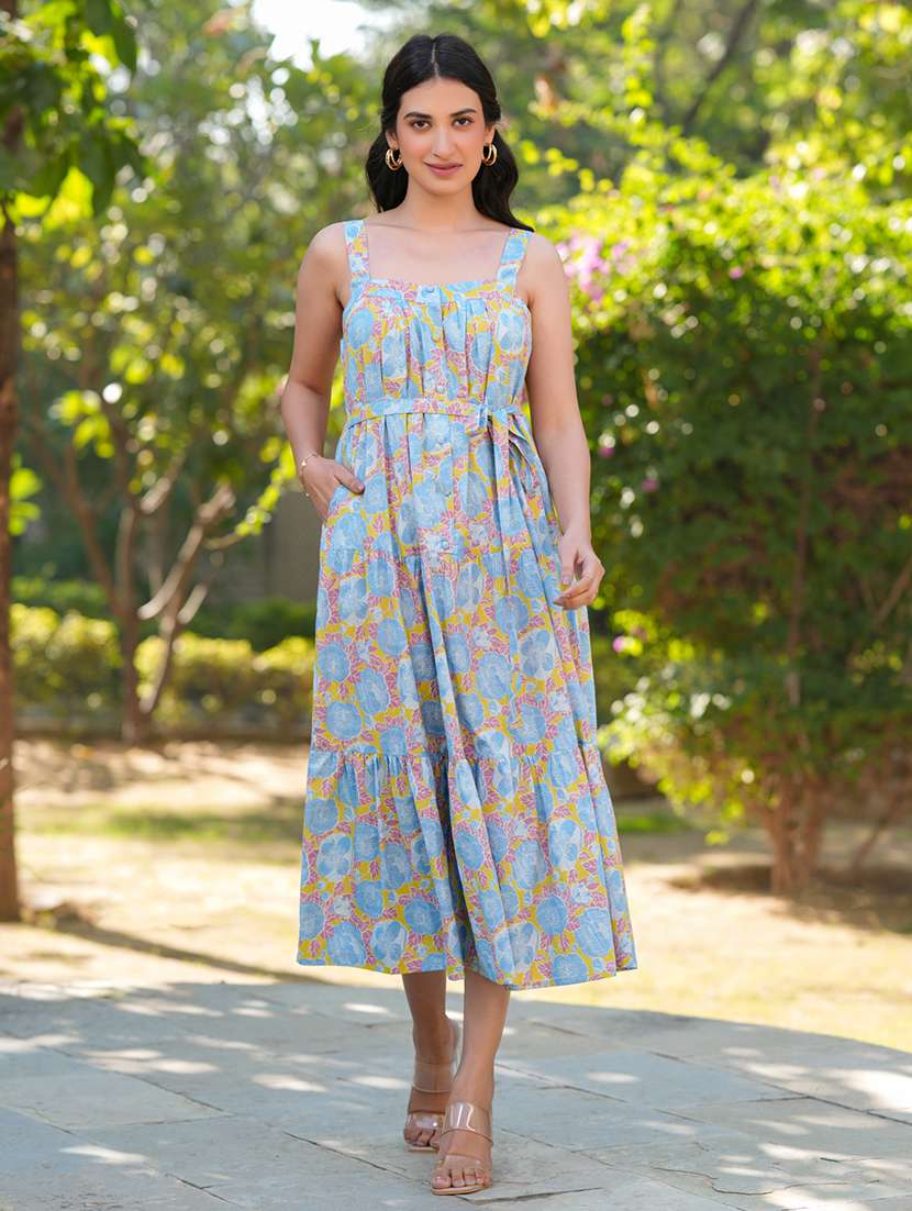 women floral printed tiered dress 