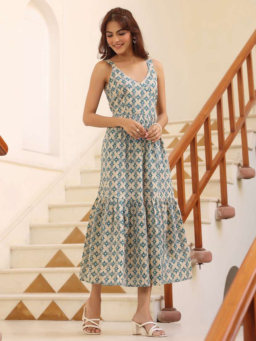 women printed tiered dress dress - 21746662 -  Standard Image - 1