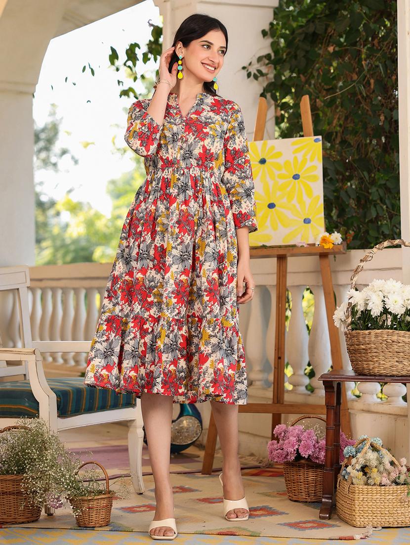 women floral print tiered dress - 21746663 -  Standard Image - 1