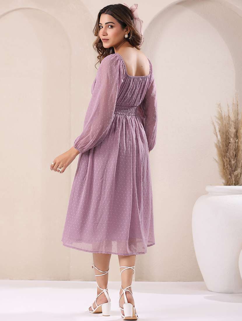 women swiss doted fit & flare dress - 21746667 -  Standard Image - 4