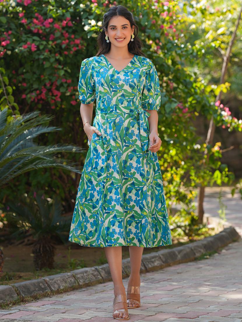 women floral printed tiered dress - 21746670 - Standard Image - 1