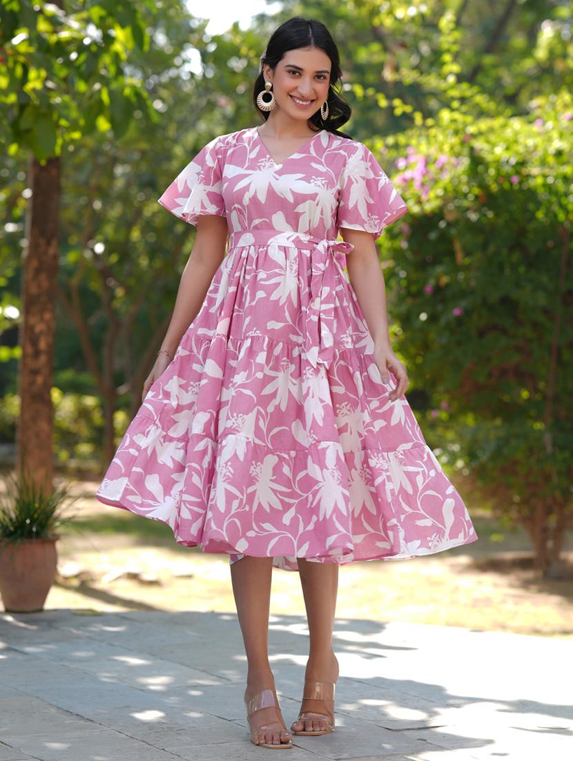 women floral printed tiered dress  - 21746673 -  Standard Image - 1