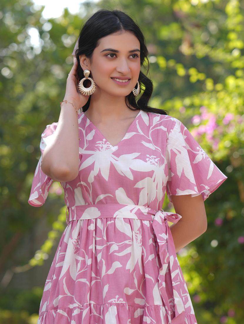 women floral printed tiered dress - 21746673 - Standard Image - 4