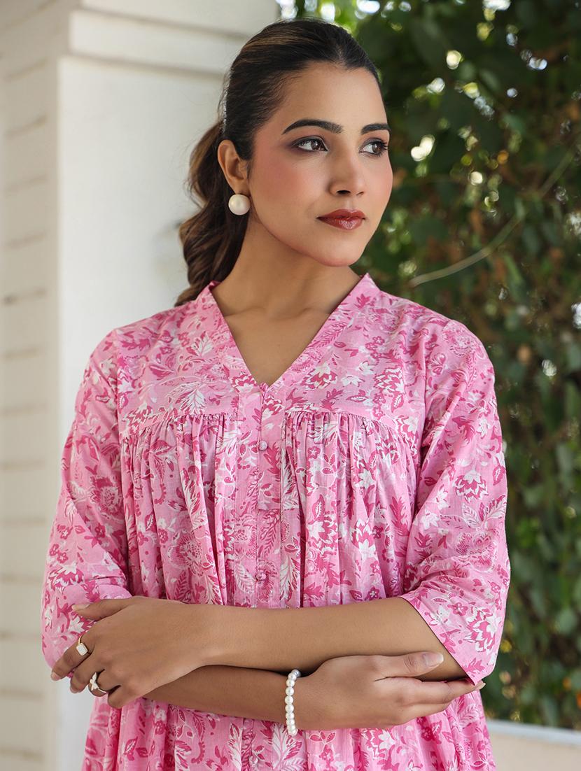 women printed v-neck a-line kurta - 21746709 - Standard Image - 4