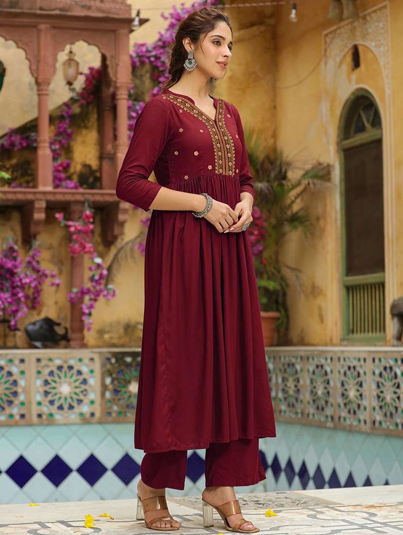 women embroidered kurta palazzo set - 21746744 - Standard Image - 1
