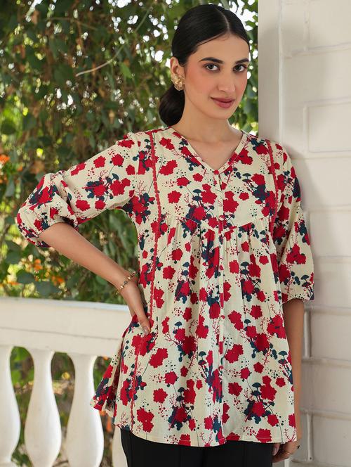 women floral print a line tunic - 21746749 -  Standard Image - 0