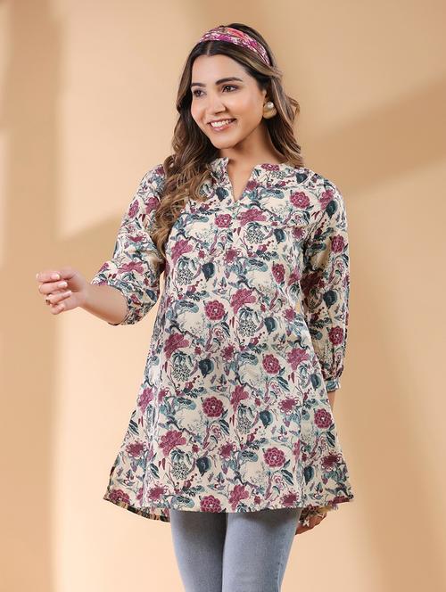 women printed a-line tunic - 21746753 - Standard Image - 0