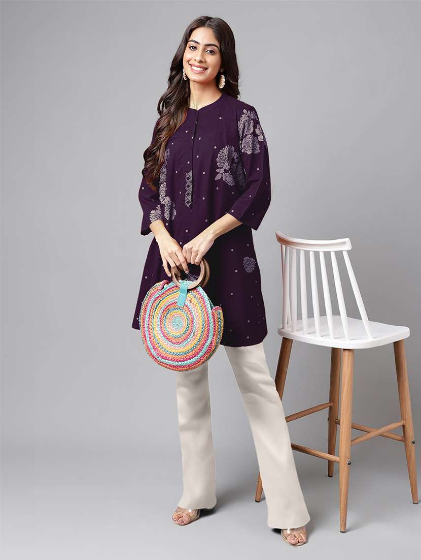 women printed three quarter sleeve tunic - 21746769 -  Standard Image - 4