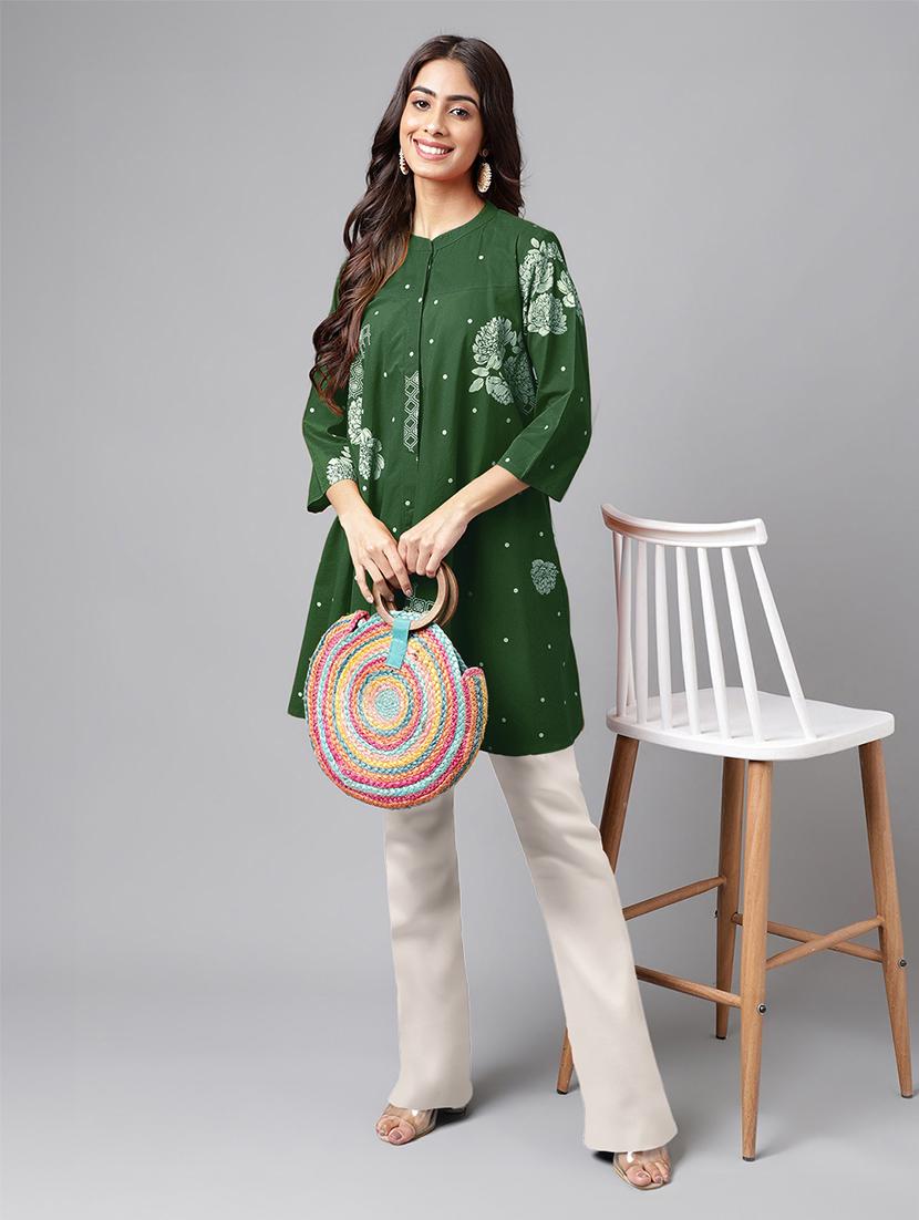 women printed three quarter sleeve tunic - 21746770 - Standard Image - 4
