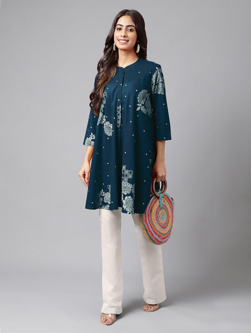 women printed three quarter sleeve tunic - 21746771 - Standard Image - 4
