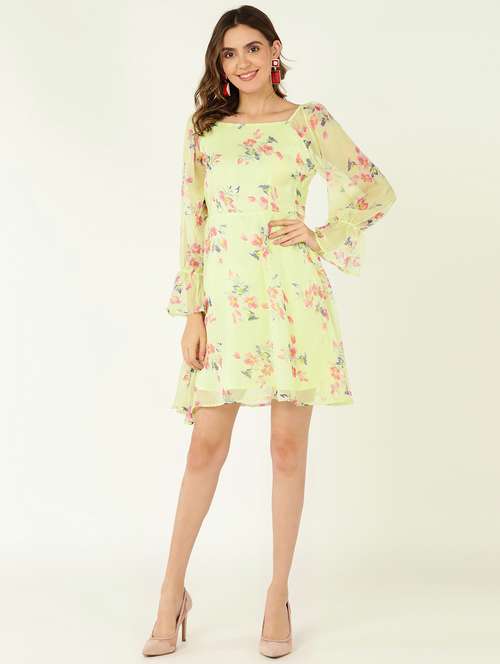 women floral print bell sleeves a-line dress - 21746780 -  Standard Image - 0