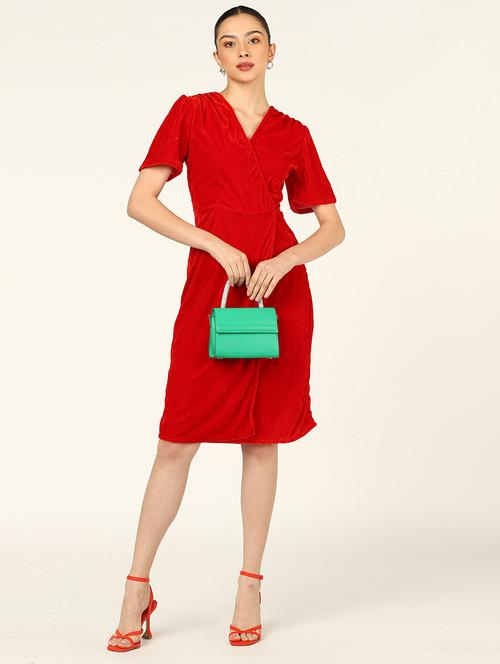 women solid puff sleeves sheath dress - 21746783 -  Standard Image - 0