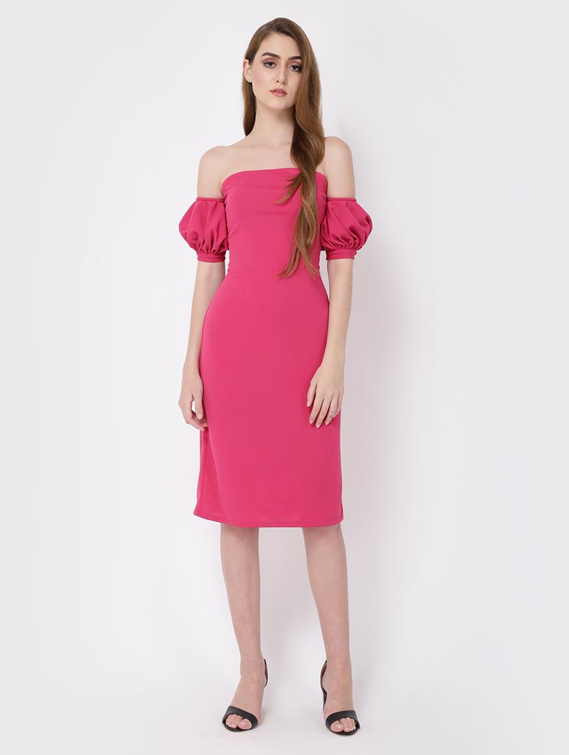 women solid off shoulder bodycon dress - 21746811 - Zoom Image - 0