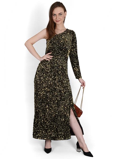 women sequined single shoulder a-line dress - 21746818 - Standard Image - 0
