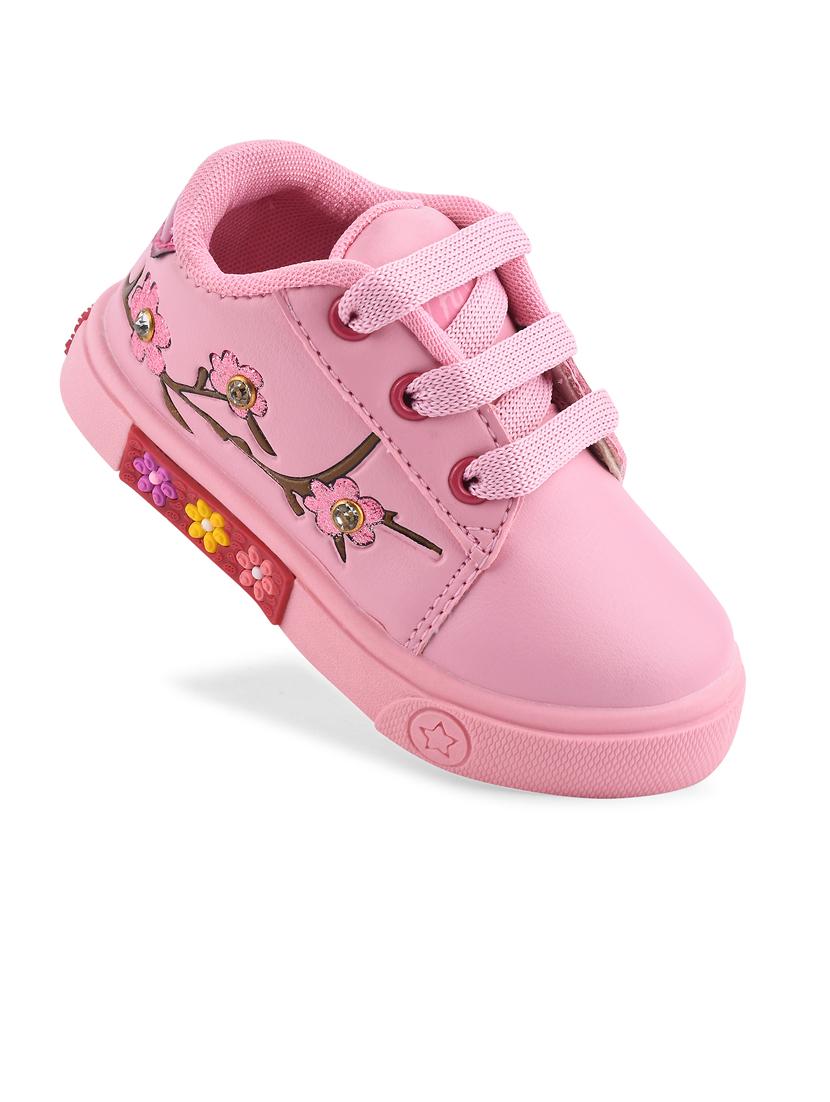 girls pink lace up sneakers - 21746952 - Standard Image - 1