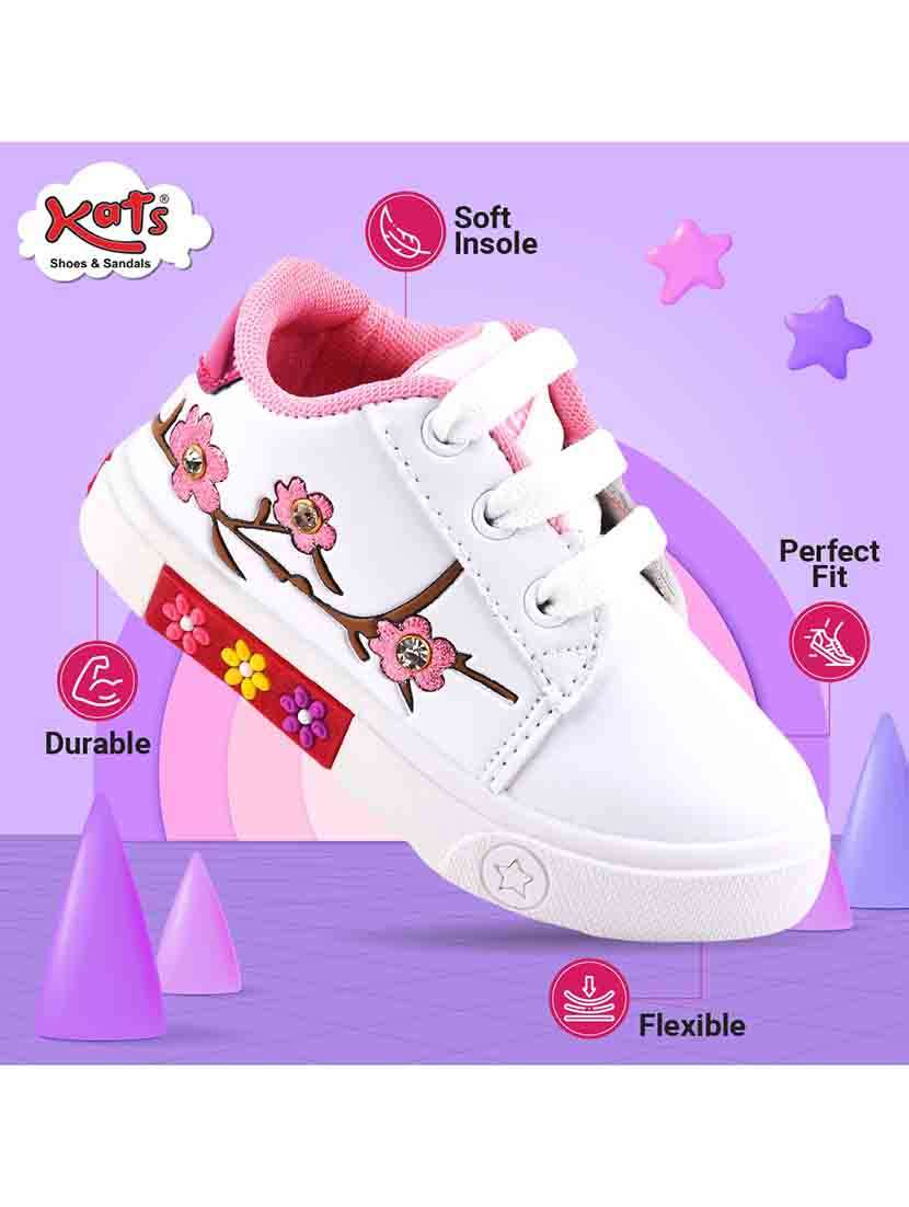 girls pink lace up sneakers - 21746953 -  Standard Image - 4