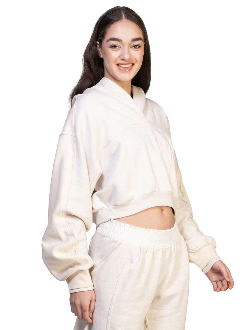 women solid long sleeve sweatshirt - 21747108 -  Standard Image - 1