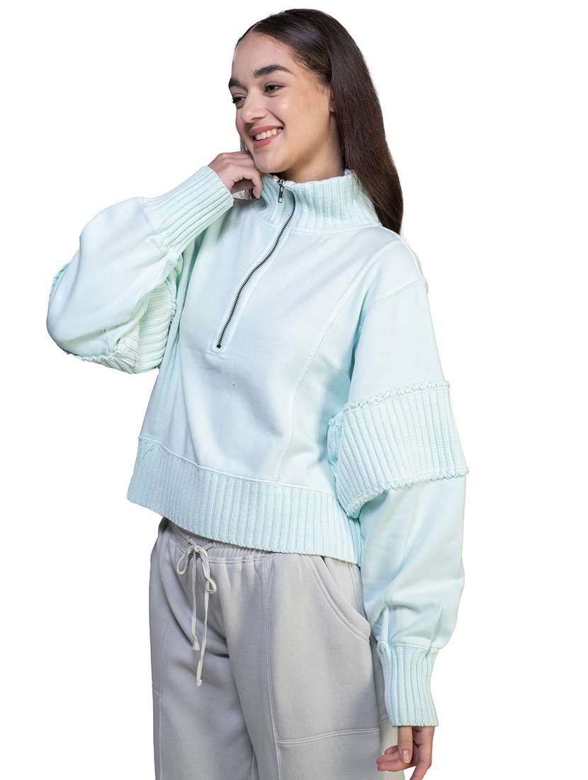 women solid long sleeve sweatshirt - 21747109 -  Standard Image - 1