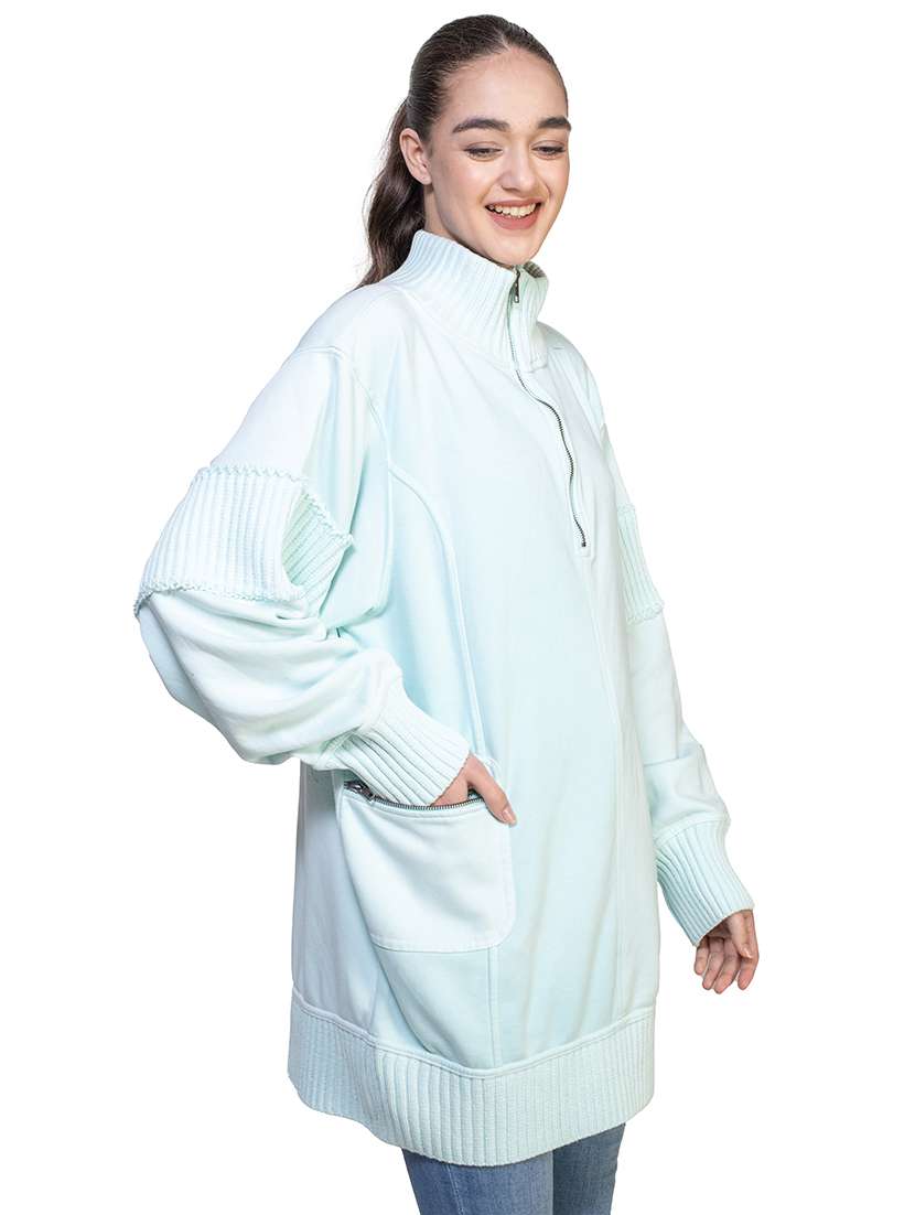 women solid long sleeve sweatshirt - 21747113 -  Standard Image - 1