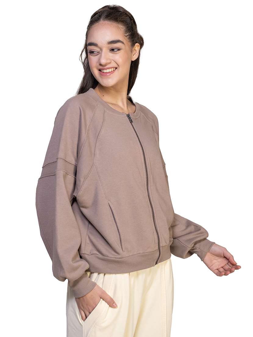 women solid long sleeve sweatshirt - 21747114 - Standard Image - 1