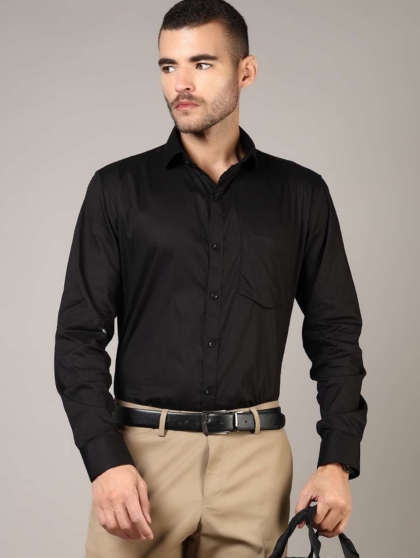 men solid long sleeve regular fit formal shirt - 21747484 - Standard Image - 1