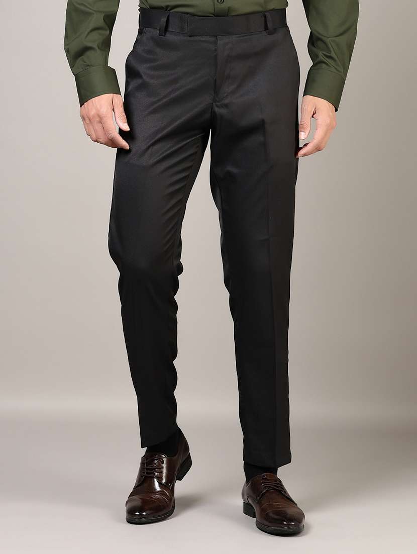 men solid regular fit flat front formal trouser - 21747497 - Zoom Image - 0