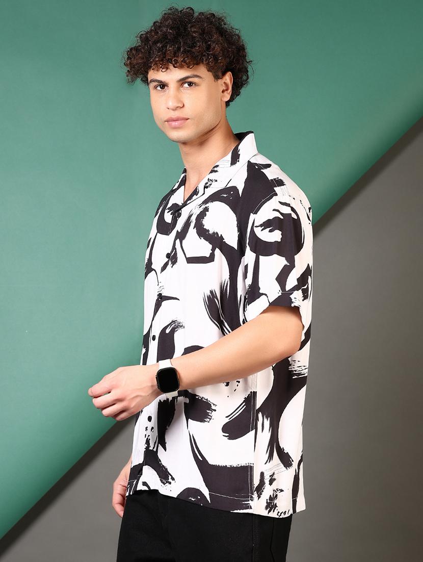 men printed cuban collared casual shirt - 21747501 -  Standard Image - 1