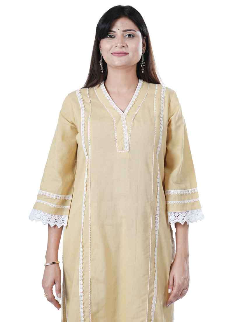 women three quarter sleeve kurta pant set - 21747644 -  Standard Image - 4