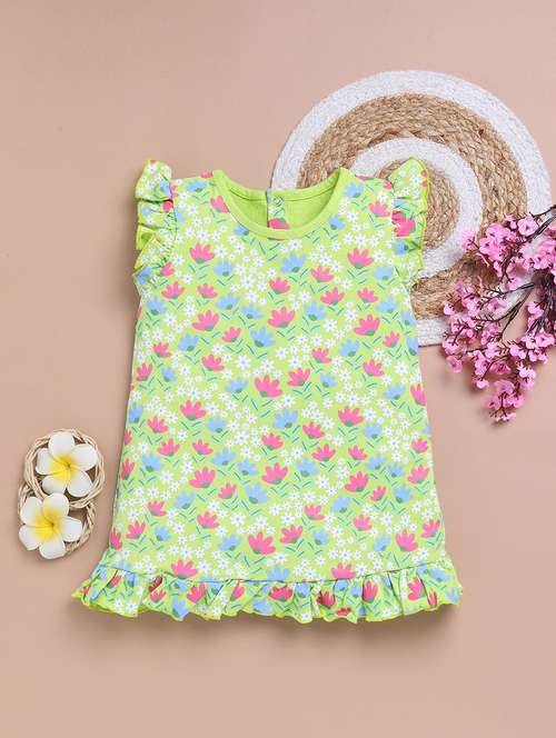 girls round neck printed frock