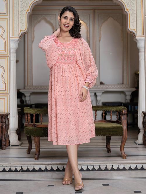 women printed fit & flare dress - 21747735 - Standard Image - 0