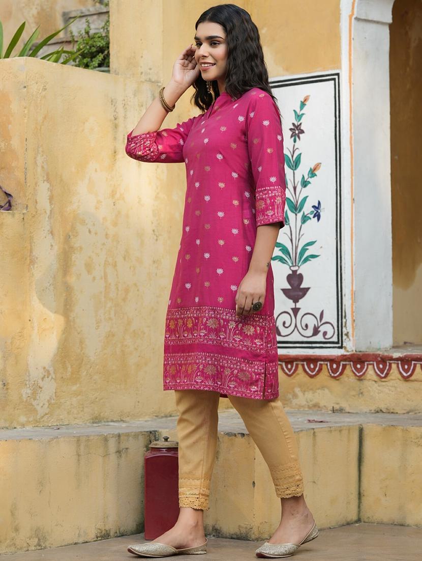 women mandarin neck printed straight kurta - 21747763 -  Standard Image - 1