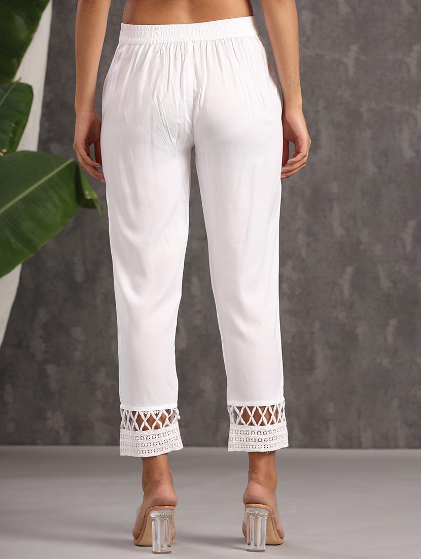 women solid mid rise cigarette pant - 21747819 -  Standard Image - 1
