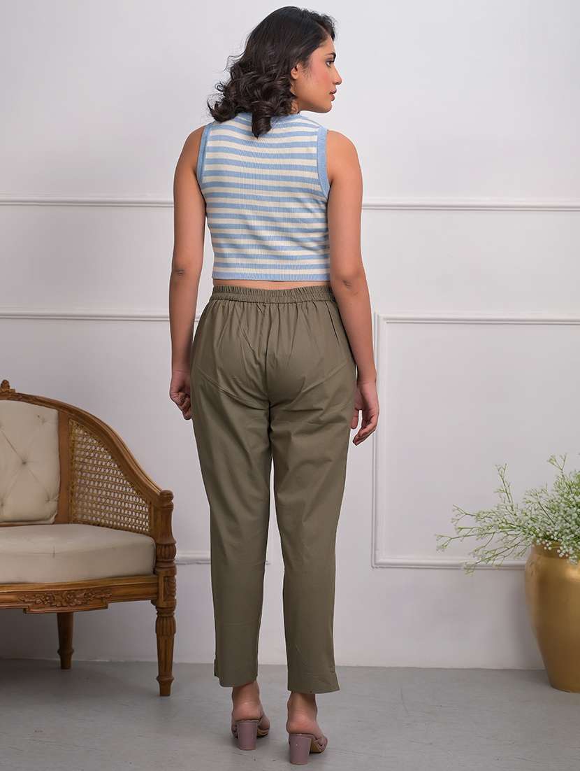 women solid mid rise cigarette pant - 21747820 -  Standard Image - 4