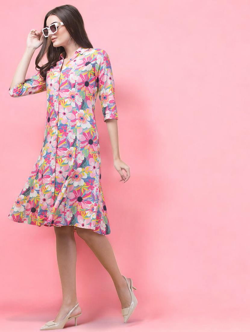 women floral print collared a-line dress - 21747828 - Standard Image - 4