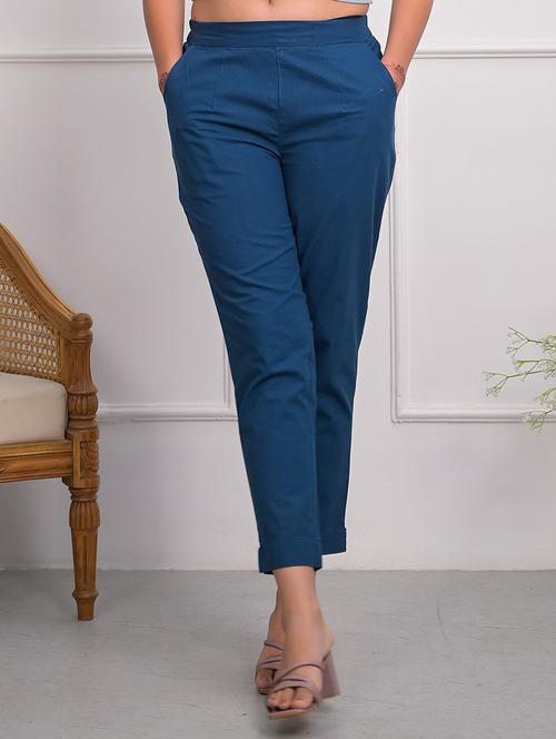 women solid mid rise cigarette pant - 21747835 - Standard Image - 0