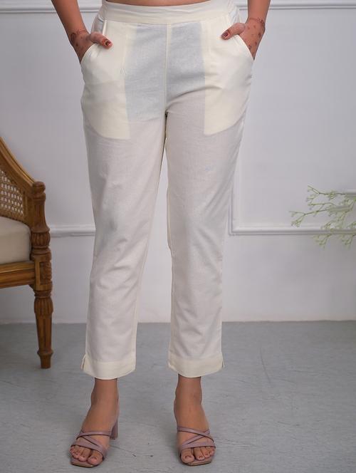 women solid mid rise cigarette pant - 21747838 -  Standard Image - 0