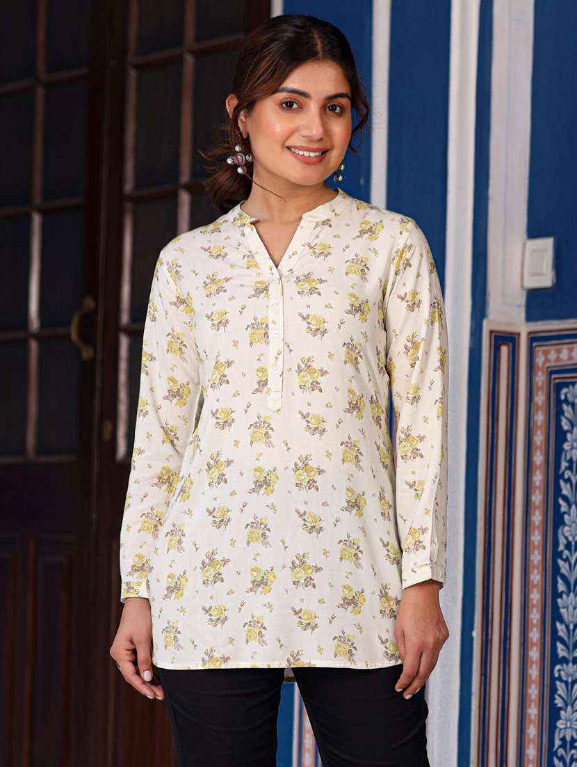 women floral print long sleeve tunic