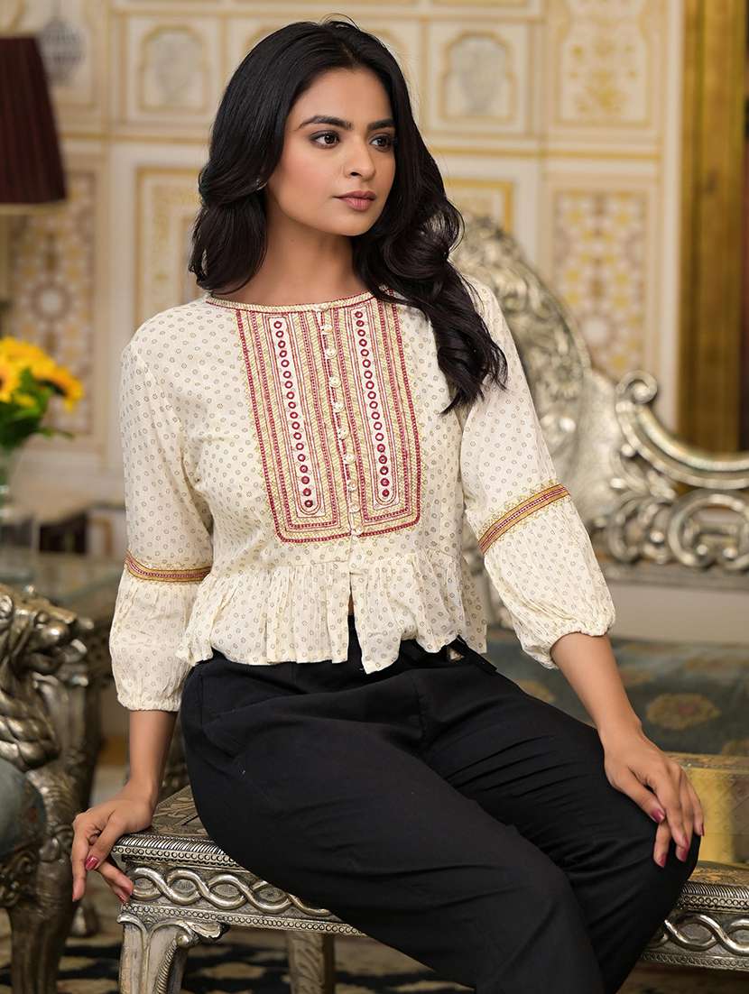 women printed peplum top - 21747847 - Standard Image - 1