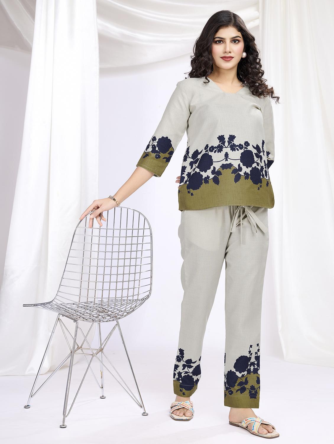 women three quarter sleeve regular fit co-ord set