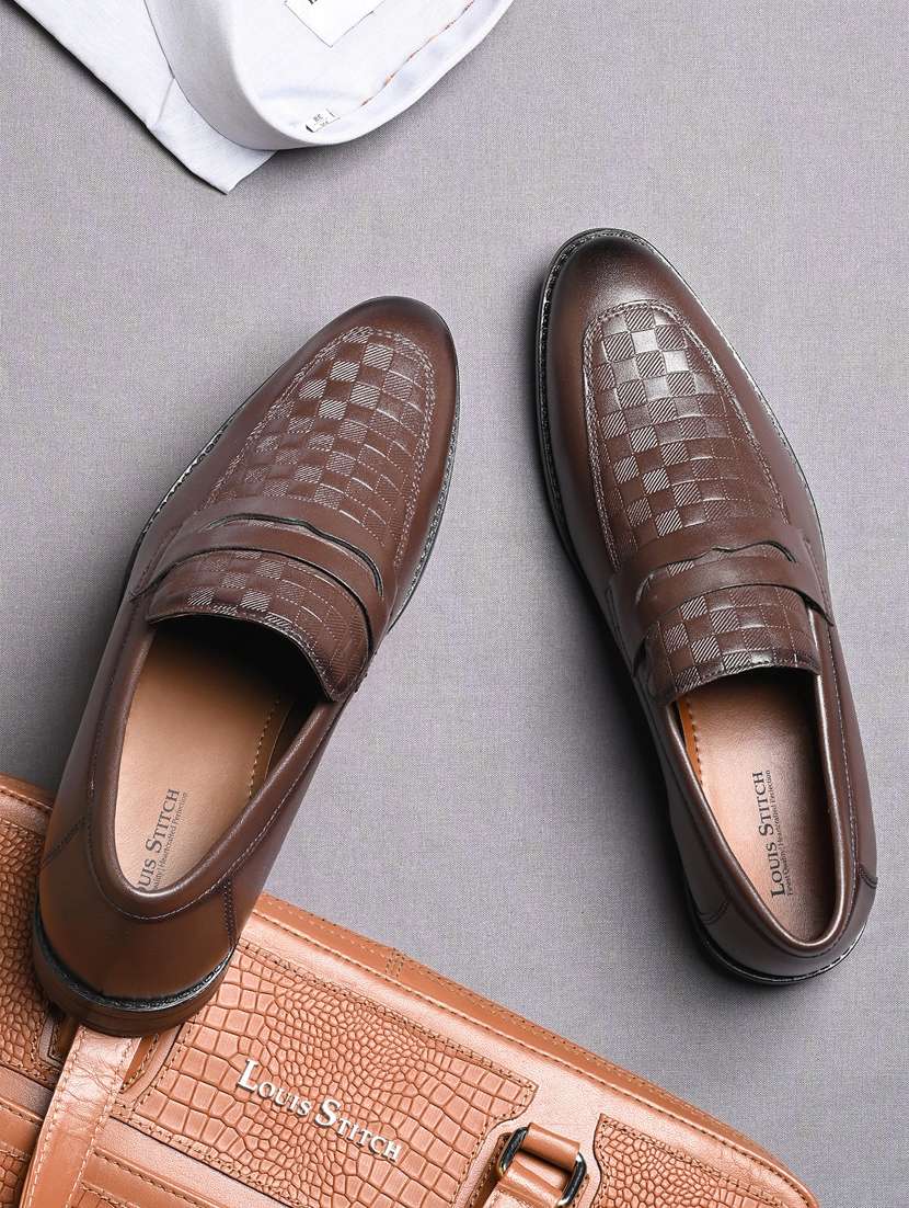 men textured slip on moccasin shoes - 21747921 -  Standard Image - 1