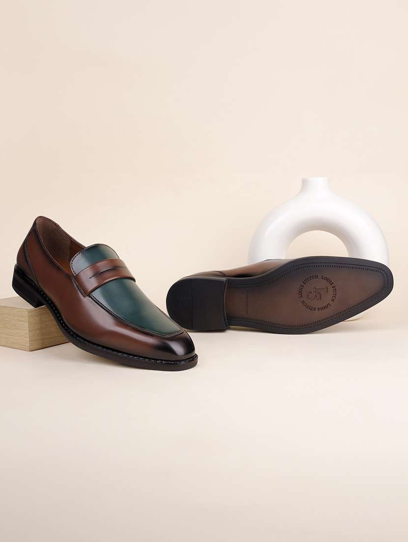 men dual shade slip on moccasin shoes - 21747932 -  Standard Image - 1