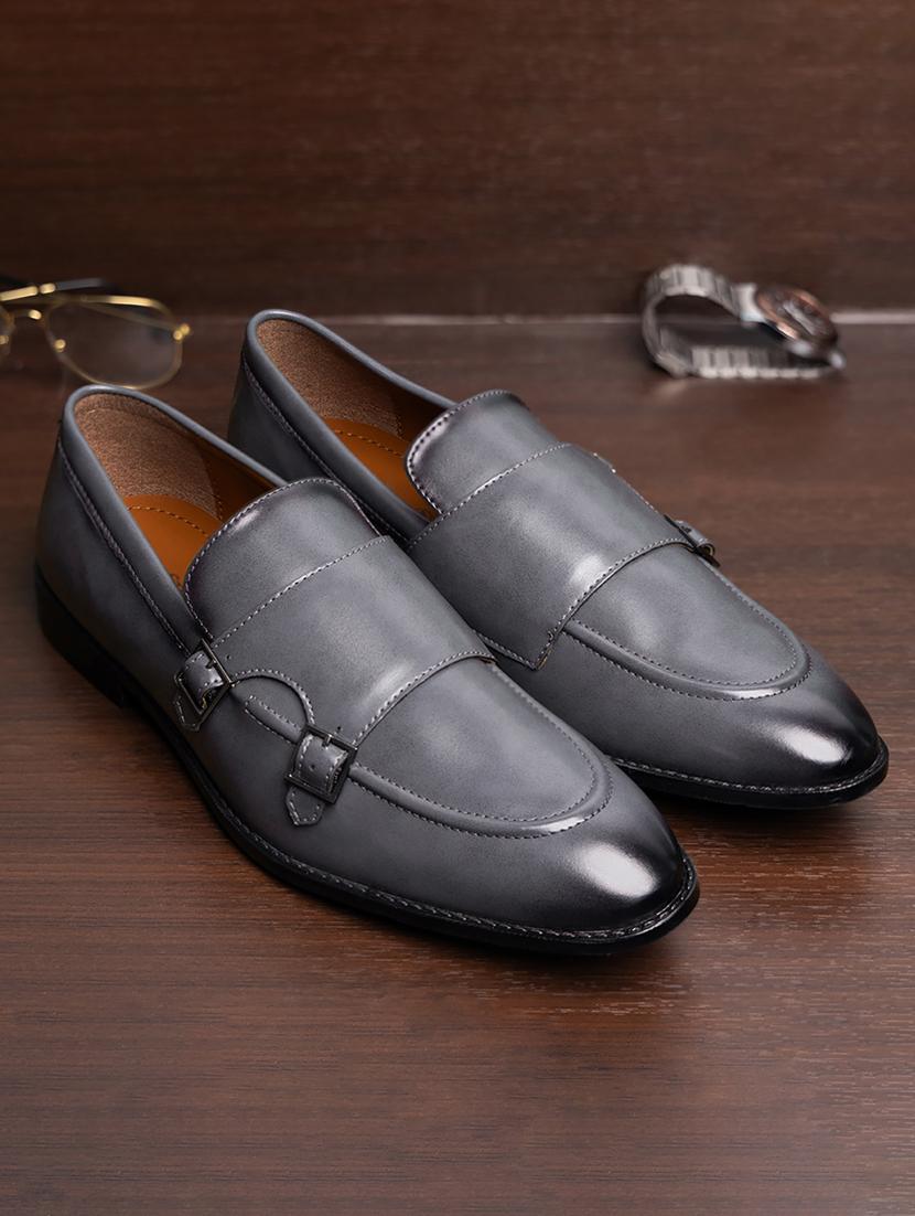 men grey slip on monk straps - 21747951 - Zoom Image - 0