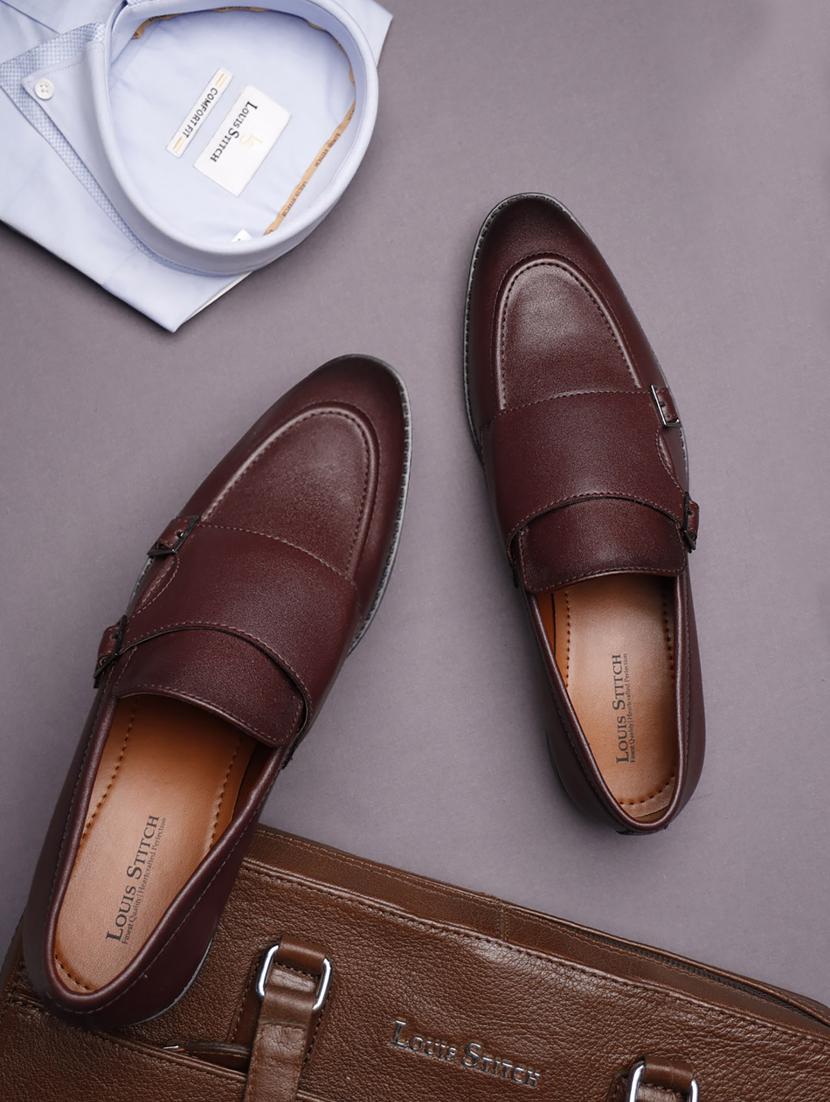 men solid slip on monk straps - 21747953 -  Zoom Image - 0