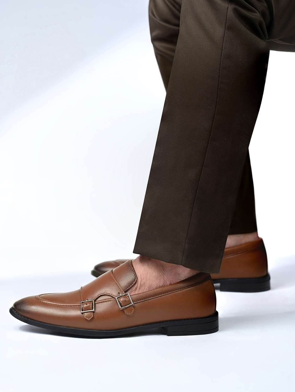 Men Tan Slip On Monk Straps - 21747954 -  Standard Image - 1