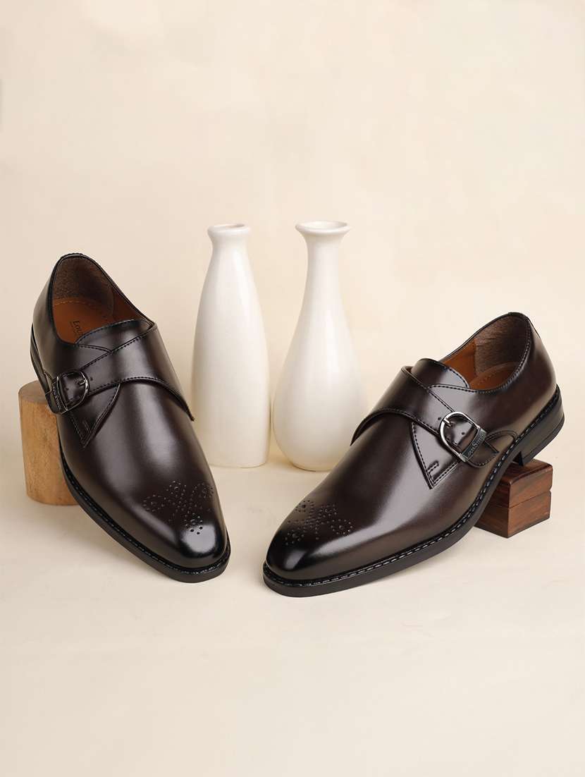 men solid slip on monk straps